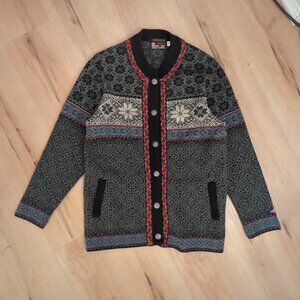 Unisex Norkswear 100% wool Fair Isle button cardigan